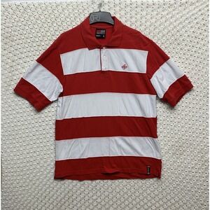 Southpole Polo Shirt Men's Size Large Short Sleeve Striped Red White‎ Pull Over